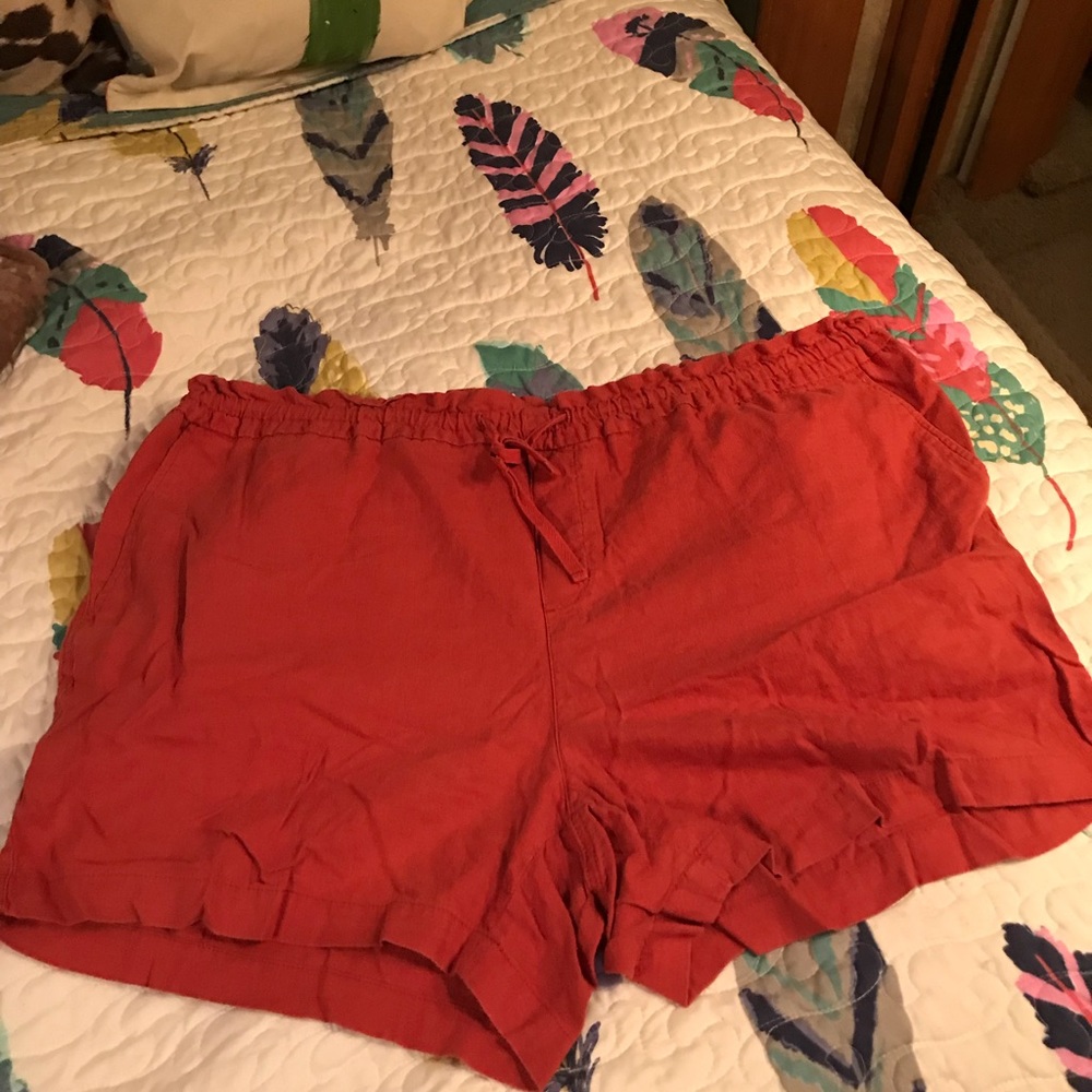 Rust color linen shorts